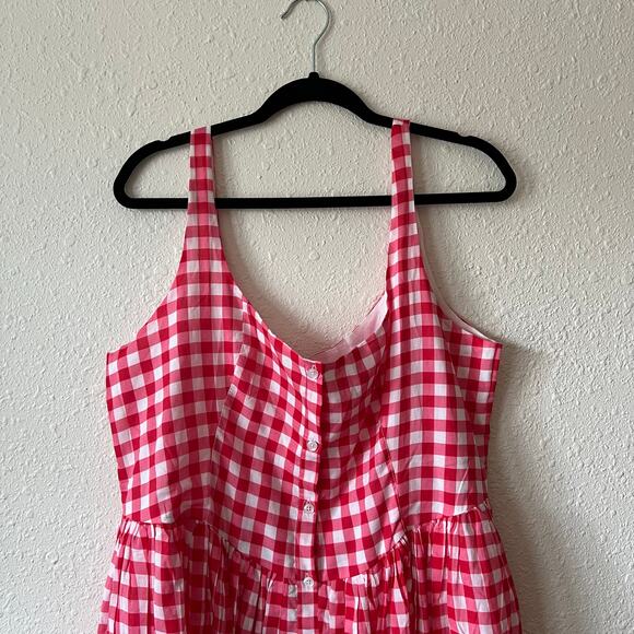 ASOS DESIGN voile picnic midi sundress red gingham Size 12 - Picture 3 of 5